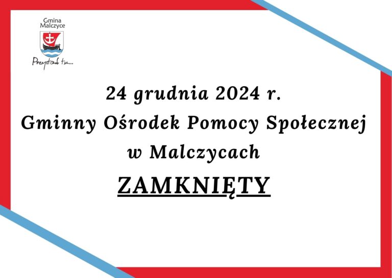 24 grudnia Gminny Ośrodek Pomocy Społecznej zamknięty